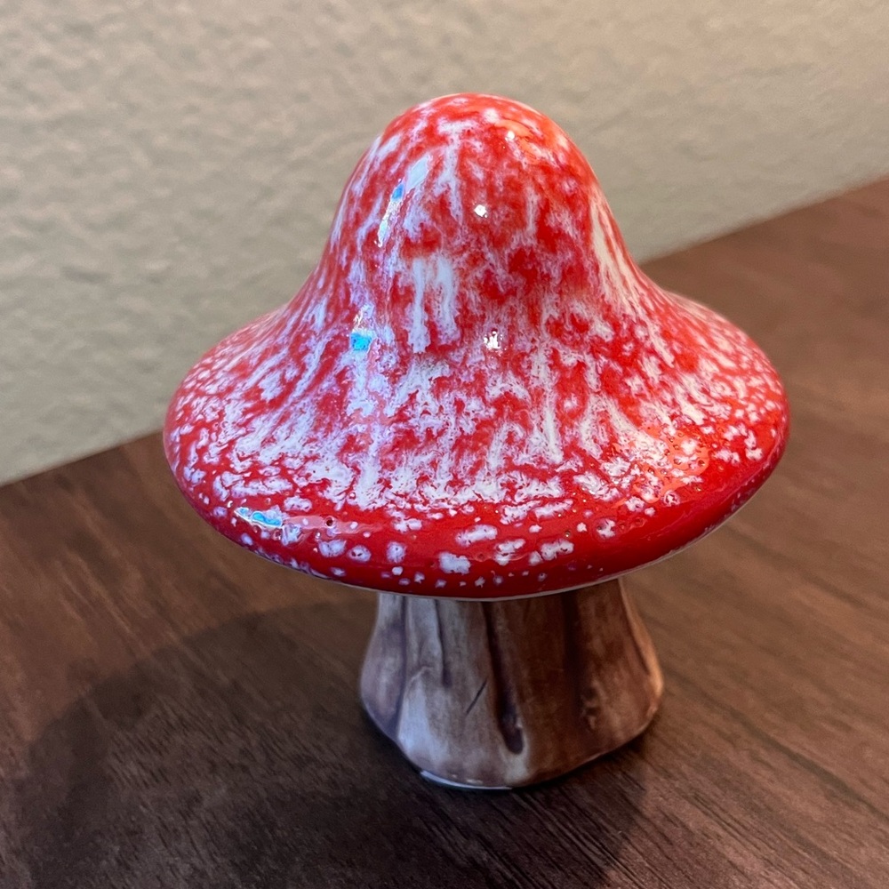 Red and White Ceramic Mushroom Decor